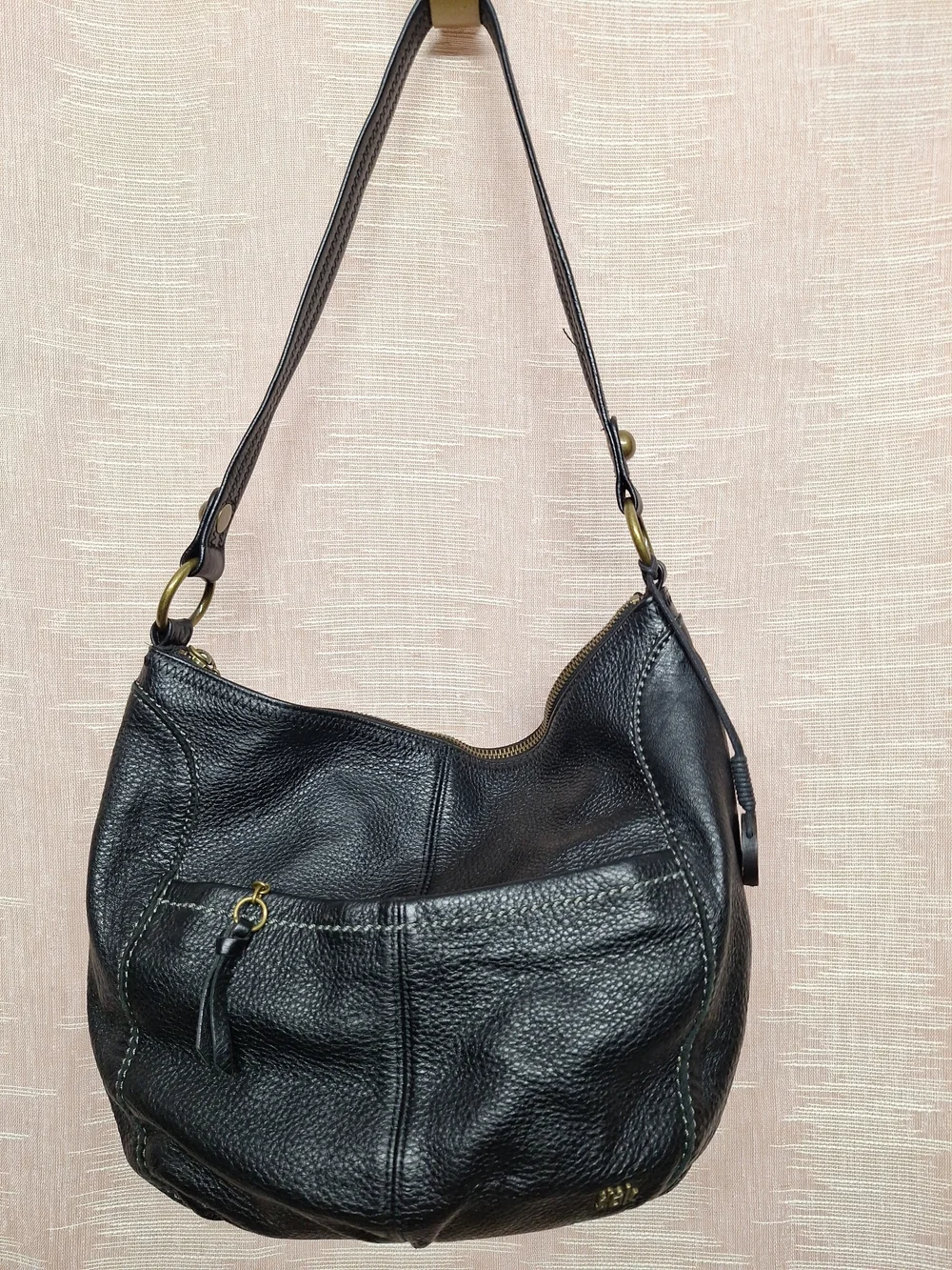 The Sak Black Pebbled Leather Hobo Shoulder Bag